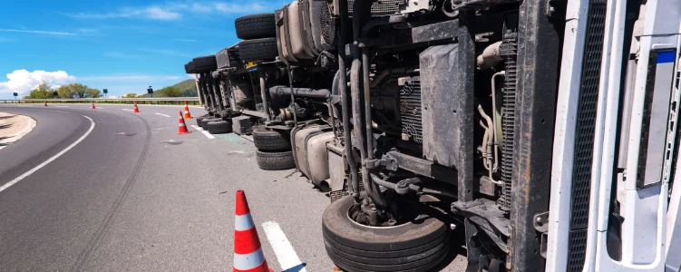 Truck rolled over on highway