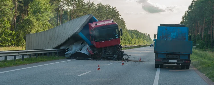 Truck crash on highway